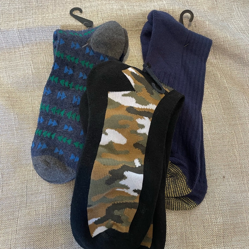 Men's Assorted Socks - Camo, Blue, and Gray
